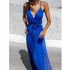 Modré dlouhé elegantní šaty MONARCH na zavazování