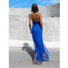 Modré dlouhé elegantní šaty MONARCH na zavazování