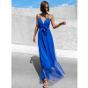 Modré dlouhé elegantní šaty MONARCH na zavazování