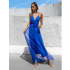 Modré dlouhé elegantní šaty MONARCH na zavazování
