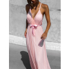 Růžové dlouhé elegantní šaty MONARCH na zavazování