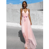 Růžové dlouhé elegantní šaty MONARCH na zavazování