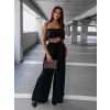 Černý elegantní dvoudílný komplet CORDELIE s volánky