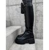 Černé vysoké kozačky SADAY se šněrováním