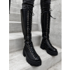 Černé vysoké kozačky SADAY se šněrováním