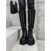Černé vysoké kozačky SADAY se šněrováním