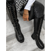 Černé vysoké kozačky SADAY se šněrováním