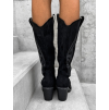 Černé semišové vysoké kozačky SADIA