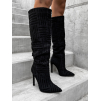 Černé vysoké kozačky YARYE