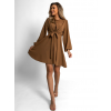 Hnědé elegantní šaty SCARVEY na zavazování