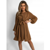 Hnědé elegantní šaty SCARVEY na zavazování