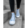 Světle modré plátěné kotníkové tenisky SILENT