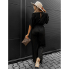 Černý třpytivý elegantní overal KAIAM s vázáním v pase