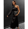 Černé lesklé šaty ZHYMER na jedno rameno