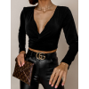 Černý elegantní crop top LINNE s dlouhým rukávem