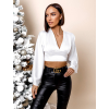 Bílý elegantní crop top ARHANI se šněrováním