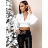 Bílý elegantní crop top ARHANI se šněrováním