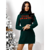 Tmavě zelené pletené svetrové šaty TWINKL s potiskem