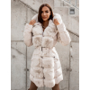 Krémová bunda ZOFIA s kožešinou a páskem