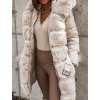Krémová bunda ZOFIA s kožešinou a páskem