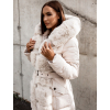 Krémová bunda ZOFIA s kožešinou a páskem