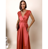 Malinové lesklé šaty VALERDY s variabilním vázáním/bez rozparku