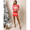 Červenobílé šaty FESTIVE se zimním vzorem
