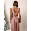 Starorůžové dlouhé elegantní šaty PERLLAS se štrasovým opaskem