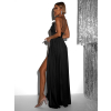 Černé dlouhé elegantní šaty BREALYN s kapsami