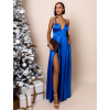 Královsky modré dlouhé elegantní šaty BREALYN s kapsami