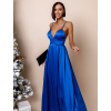 Královsky modré dlouhé elegantní šaty BREALYN s kapsami