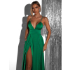 Zelené dlouhé elegantní šaty BREALYN s kapsami