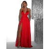 Červené dlouhé elegantní šaty BREALYN s kapsami