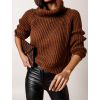 Tmavě hnědý pletený svetr RURI s rolákem