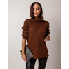 Tmavě hnědý pletený svetr RURI s rolákem