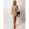 Světle hnědé žebrované šaty MEDIOS s límečkem