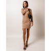 Světle hnědé žebrované šaty MEDIOS s límečkem