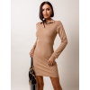 Světle hnědé žebrované šaty MEDIOS s límečkem