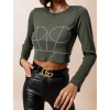 Khaki crop top AFRA s kamínky