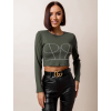 Khaki crop top AFRA s kamínky