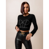 Černý crop top AFRA s kamínky