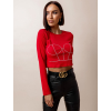 Červený crop top AFRA s kamínky