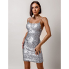 Stříbrné elegantní šaty DARIUS s flitry
