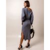 Šedé elegantní svetrové šaty CONNORI na zavazování