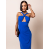 Královsky modrý elegantní šaty GROVIE s rozparkem