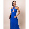 Královsky modrý elegantní šaty GROVIE s rozparkem