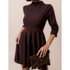Tmavě hnědé elegantní šaty GROUND s dlouhým rukávem