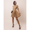 Světle hnědé elegantní šaty GROUND s dlouhým rukávem