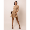 Světle hnědé elegantní šaty GROUND s dlouhým rukávem