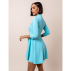 Tyrkysové elegantní šaty GROUND s dlouhým rukávem